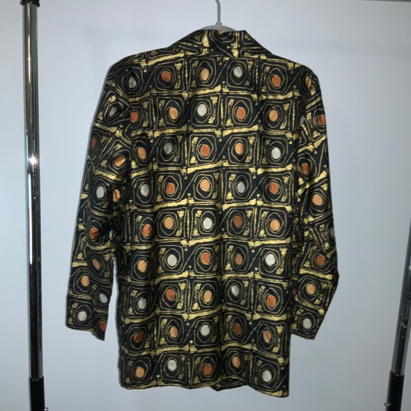 Orano Thai silk jacket single button blazer Sz 8 tuxedo collar - Picture 4 of 6